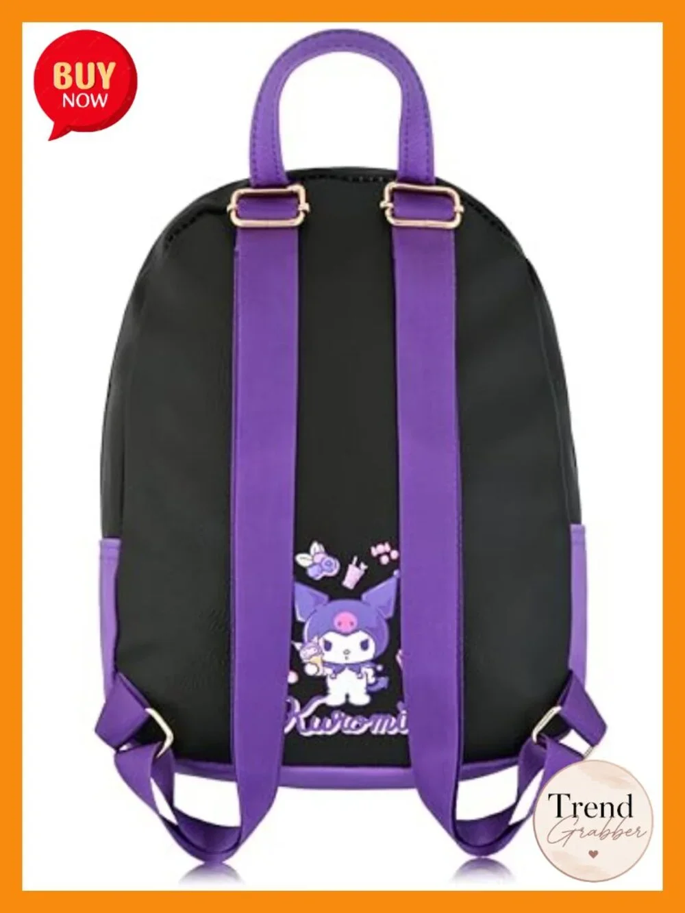 Sanrio Kuromi Mini Backpack Pure PU Leather Daypack